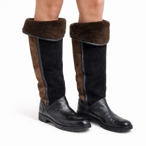 La Canadienne Women’s Tall Leather Suede Winter Boots 8.5 Brown Black